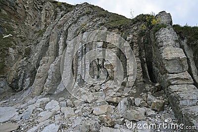 Vertical Purbeck Limestone Beds Stock Photo