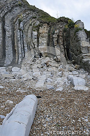 Vertical Purbeck Limestone Beds Stock Photo