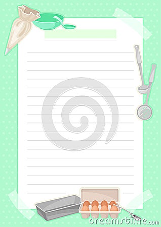 Vertical Recipe Card for Notes Making about Food Preparation Vector Template Vector Illustration