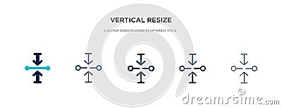 Vertical resize icon in different style vector illustration. two colored and black vertical resize vector icons designed in filled Vector Illustration