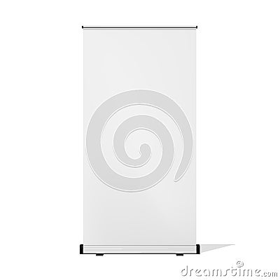 Vertical Roll-up banner, front view. Isolated on white background. Stock Photo