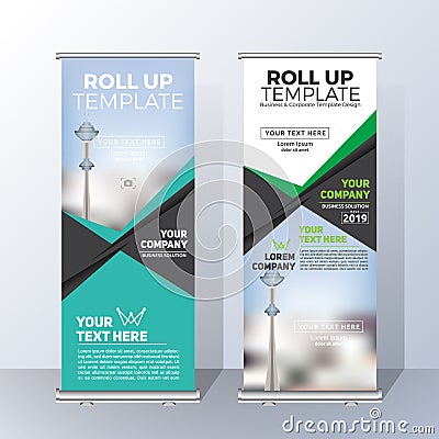 Vertical Roll Up Banner Template Design for Announce and Advertising. Vector illustration Vector Illustration