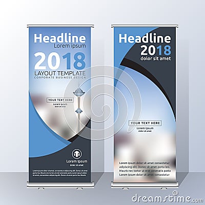 Vertical Roll Up Banner Template Design Vector Illustration