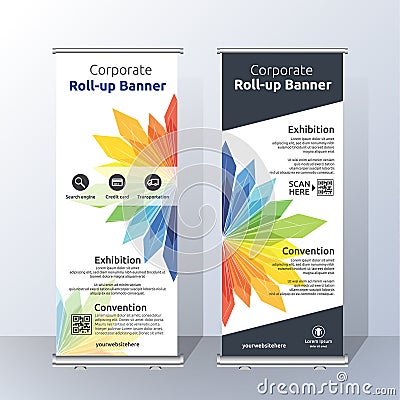 Vertical Roll Up Banner Template Design Vector Illustration