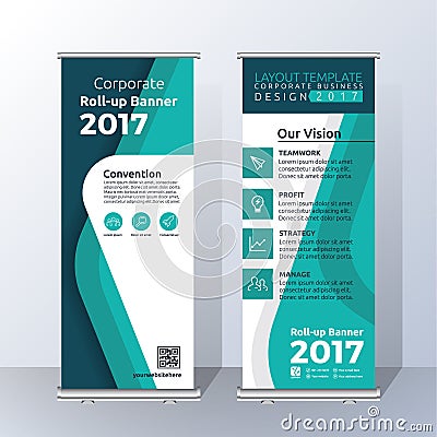 Vertical Roll Up Banner Template Vector Illustration