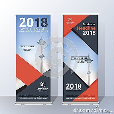 Vertical Roll Up Banner Template Design Vector Illustration