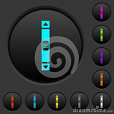 Vertical scroll bar dark push buttons with color icons Stock Photo