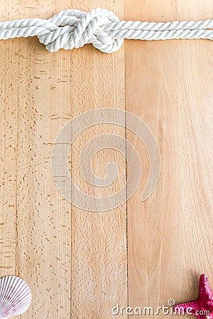 Vertical sea travel background with marine objects over boards Stock Photo