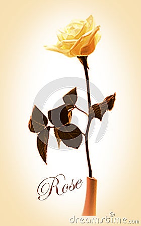 yellow and white graphic design. single yellow rose in vase Stock Photo