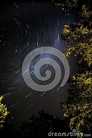 Vertical shot of amazing Starfall Stock Photo