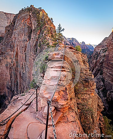 Vertical shot of Angels Landing Hike, Zion National Park Stock Photo