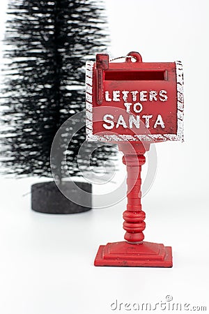 Vertical shot of a Christmas decoration post box for Santa letters Stock Photo