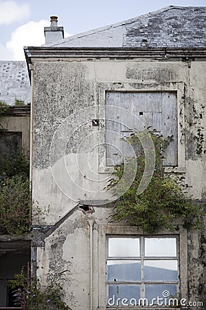 Vertical shot of derelict building in Wales, United Kingdom Stock Photo