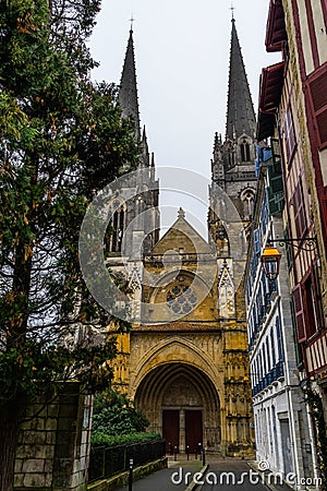 Vertical shot of the exterior of the Cathedral Sainte-Marie in France Editorial Stock Photo
