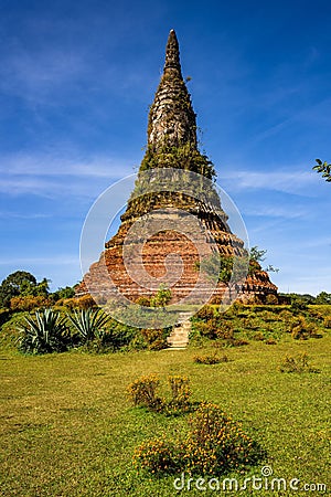 Vertical shot of the famous landmark called That Foun in Xiangkhouang province, Laos Stock Photo