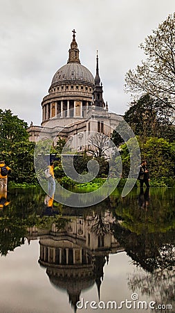 Vertical shot of the historic Festival Gardens and Saint Paul's Cathedral Editorial Stock Photo