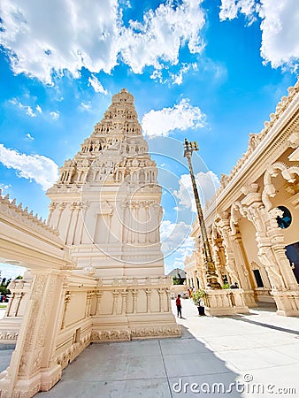 Vertical shot of historic Karya Siddhi Hanuman Hindu Temple on a sunny day Stock Photo