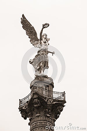 Vertical shot of the historic statue Angel of Independence in downtown Mexico city Stock Photo