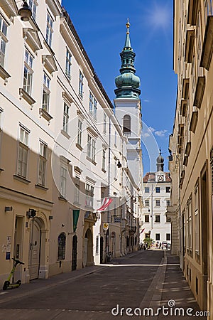 Vertical shot of the historical centre Backergasse near the Austrian Academy of Science Editorial Stock Photo