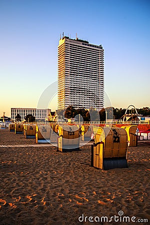 Vertical shot of the Hotel Maritim. Travemunde, Baltic Sea. Stock Photo