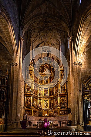 Vertical shot of the interior of Santa Maria of Coro Church in San Sebastian, Basque Country, Spain Editorial Stock Photo
