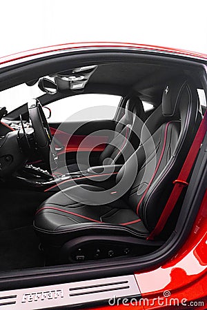 Vertical shot of the interiors of the Ferrari 812 super fast Editorial Stock Photo