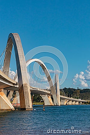 Vertical shot of the Juscelino Kubitschek against a blue sky in Brasilia, Brazil Editorial Stock Photo