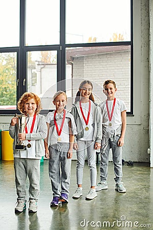 vertical shot of little boys and Stock Photo