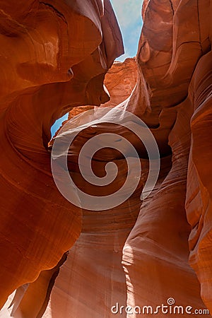 Vertical shot of the Lower Antelope Canyon in Lechee, Arizona, United States. Stock Photo