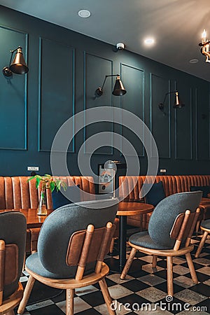 Vertical shot of the luxurious interior of a cafe bakery in Ho Chi Minh City, Vietnam Editorial Stock Photo