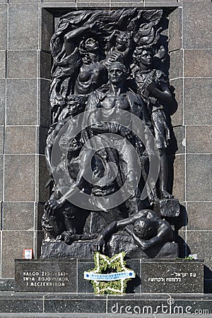 Vertical shot of the Monument to the Ghetto Heroes in Warsaw, Poland Editorial Stock Photo