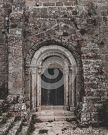 Vertical shot of the Moraime monastery in costa da morte in Spain Stock Photo