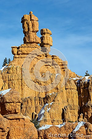 Vertical shot of the Red Canyon Hoodoos in Dixie National Forest, Utah, the United States Stock Photo
