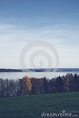 Vertical shot of the rural Toten, Norway, in fall. Stock Photo