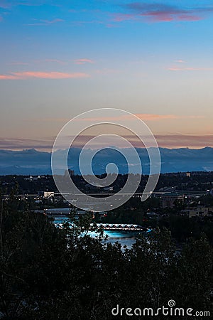 Vertical shot of a splendid sunset over the Calgary Stock Photo