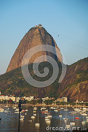 Vertical shot of Sugar Loaf and Urca Editorial Stock Photo
