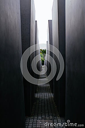 Vertical shot of tall arches creating a labyrinth in the middle of the park Stock Photo