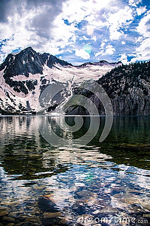 Vertical Snowmass monochrome amazing epic Mountain Scene Stock Photo