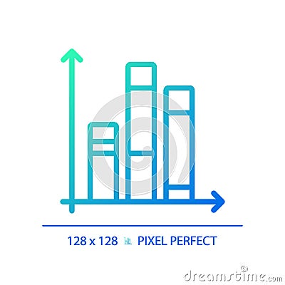 Vertical stacked column chart gradient linear vector icon Vector Illustration