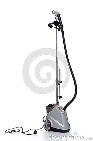 vertical steamer for clothes, furniture and curtains isolated on a white background Stock Photo