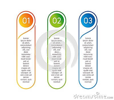 Vertical steps, infographic elements. Outline colorful menu for app interface. Number options. Web design of buttons Vector Illustration