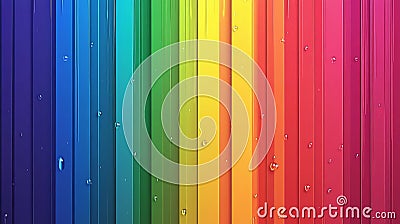 Vertical stripes of rainbow colors create a vivid visual experience, enhanced by droplets adding texture and depth Stock Photo