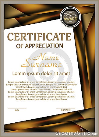 Vertical template certificate of appreciation with decorative e Vector Illustration