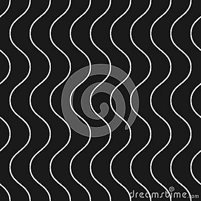 Vertical thin wavy lines vector seamless pattern. Vector Illustration