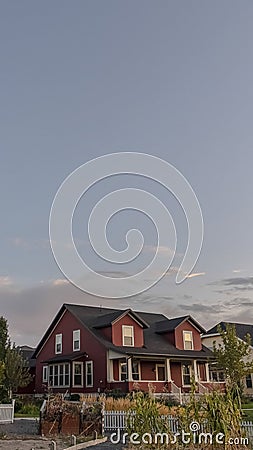 Vertical Three homes on a modern housing estate Stock Photo