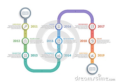 Vertical Timeline Template Vector Illustration