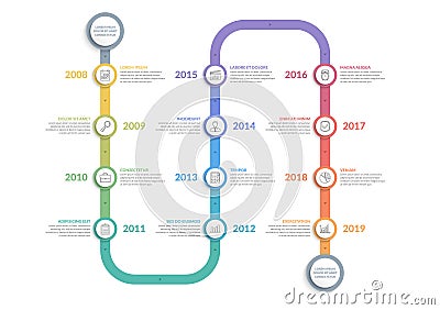 Vertical Timeline Template Vector Illustration