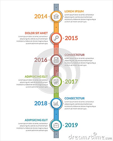 Vertical Timeline Template Vector Illustration