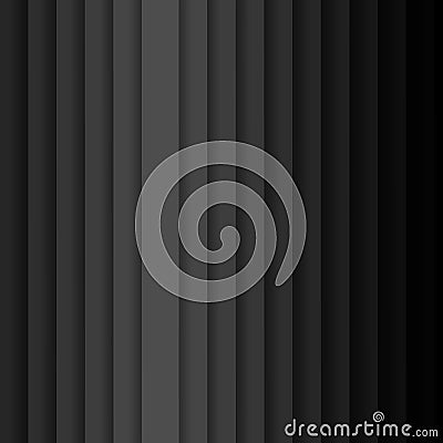 Vertical vector stripes with shadow Abstract dark background pattern with diagonal stripes from gray to black color Contemporary Vector Illustration