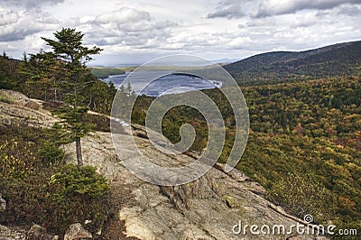 Vertical View from Bubble Rock in Maine Stock Photo